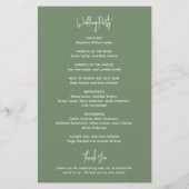 Minimalistisch Sage Green Modern Wedding Program (Rückseite)