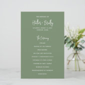 Minimalistisch Sage Green Modern Wedding Program (Stehend Vorderseite)