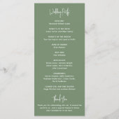 Minimalistisch Sage Green Modern Wedding Programm (Rückseite)