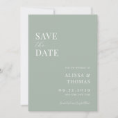 Minimalistisch Sage Green Modern Wedding Save The Date (Vorderseite)