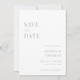 Minimalistisch Sage Green Modern Wedding Save The Date