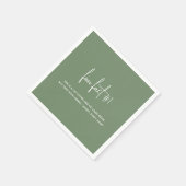 Minimalistisch Sage Green Modern Wedding Serviette (Ecke)