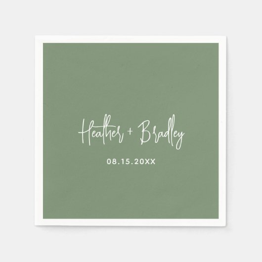 Minimalistisch Sage Green Modern Wedding Serviette (Vorderseite)