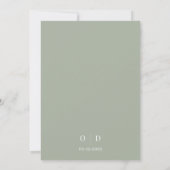 Minimalistisch Sage Green Moderne Elegante Hochzei Einladung (Rückseite)
