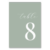 Minimalistisch Sage Green Moderne Tischnummer (Rückseite)