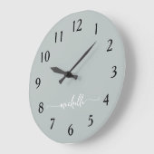 Minimalistisch Sage Green Monogram Signature Scrip Große Wanduhr (Winkel)