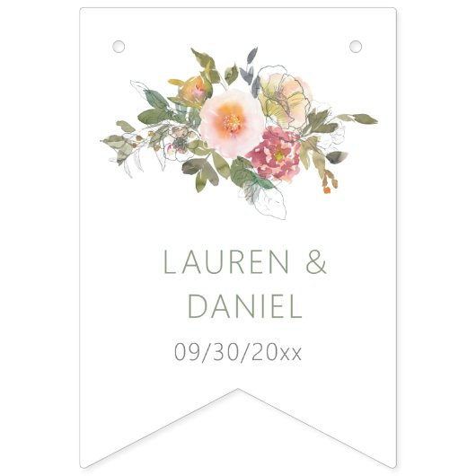 Minimalistisch Sage Green Names Wedding Wimpelkette (Zweite Fahne)