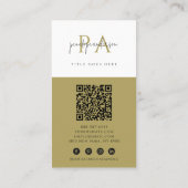 Minimalistisch Sage Green Neutral QR Code Boho Mod Visitenkarte (Rückseite)