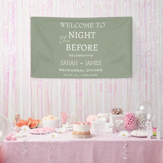 Minimalistisch Sage Green Probe Dinner Hochzeit Banner (Party)