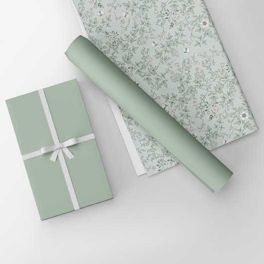 Minimalistisch Sage Green Schlicht Solid Color Geschenkpapier
