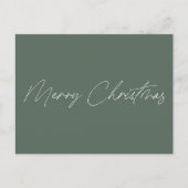 Minimalistisch Sage Green Script Frohe Weihnachten Postkarte (Vorderseite)