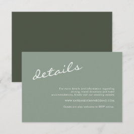 Minimalistisch Sage Green Script Hochzeitsdetails Begleitkarte