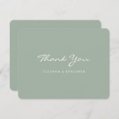 Minimalistisch Sage Green Script Letters Wedding Dankeskarte (Vorne/Hinten)