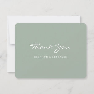 Minimalistisch Sage Green Script Letters Wedding Dankeskarte