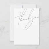 Minimalistisch Sage Green Script Typografy Wedding Dankeskarte (Rückseite)