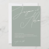 Minimalistisch Sage Green Script Typografy Wedding Einladung (Vorderseite)