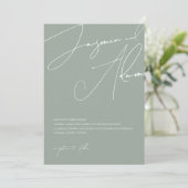 Minimalistisch Sage Green Script Typografy Wedding Einladung (Stehend Vorderseite)