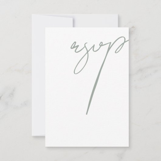 Minimalistisch Sage Green Script Typografy Wedding RSVP Karte (Rückseite)