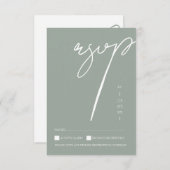 Minimalistisch Sage Green Script Typografy Wedding RSVP Karte (Vorne/Hinten)