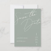 Minimalistisch Sage Green Script Typografy Wedding Save The Date (Vorderseite)