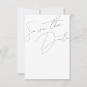 Minimalistisch Sage Green Script Typografy Wedding Save The Date (Rückseite)