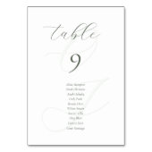 Minimalistisch Sage Green Script Wedding Platzkart Tischnummer (Vorderseite)