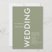 Minimalistisch Sage Green Simple Bold Wedding Einladung (Vorderseite)