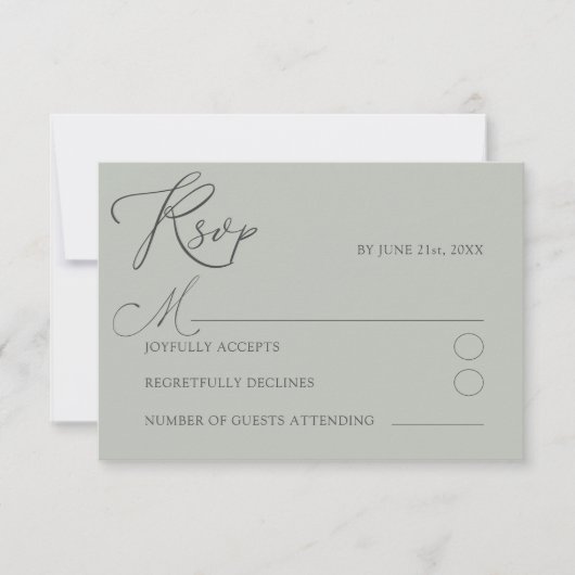 Minimalistisch Sage Green UAWG Typografy Wedding RSVP Karte (Vorderseite)