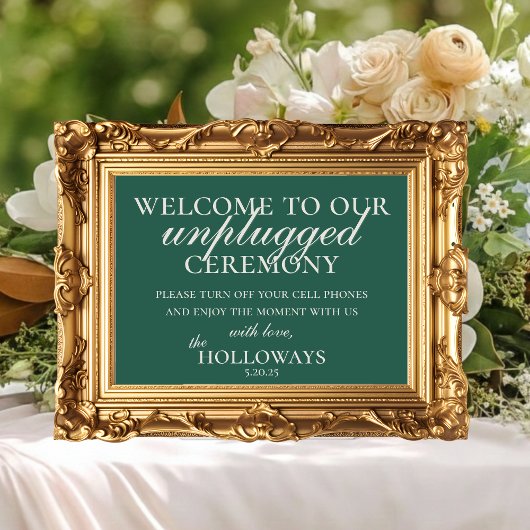 Minimalistisch Sage Green Unplugged Hochzeitsfeier Poster