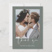 Minimalistisch Sage Green Wedding Danke Foto (Vorderseite)