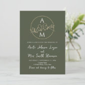 Minimalistisch Sage Green Wedding Einladung (Stehend Vorderseite)