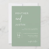 Minimalistisch Sage Green Wedding Einladung (Vorderseite)