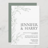 Minimalistisch Sage Green Wedding Einladung (Vorne/Hinten)