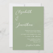 Minimalistisch Sage Green Wedding Einladung (Vorderseite)