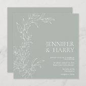 Minimalistisch Sage Green Wedding Einladung (Vorne/Hinten)