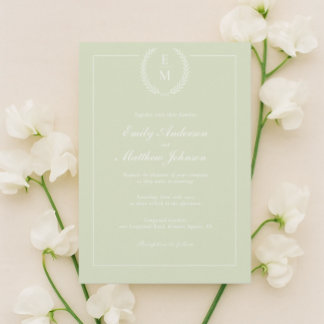 Minimalistisch Sage Green Wedding Einladung