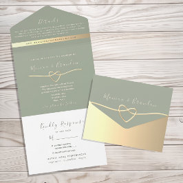 Minimalistisch Sage Green Wedding Einladung