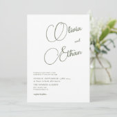 Minimalistisch Sage Green Wedding Einladung (Stehend Vorderseite)