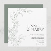 Minimalistisch Sage Green Wedding Einladung (Vorne/Hinten)