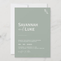 Minimalistisch Sage Green Wedding Einladung