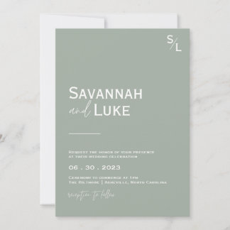 Minimalistisch Sage Green Wedding Einladung