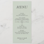 Minimalistisch Sage Green Wedding Flat Menu Menükarte (Vorderseite)