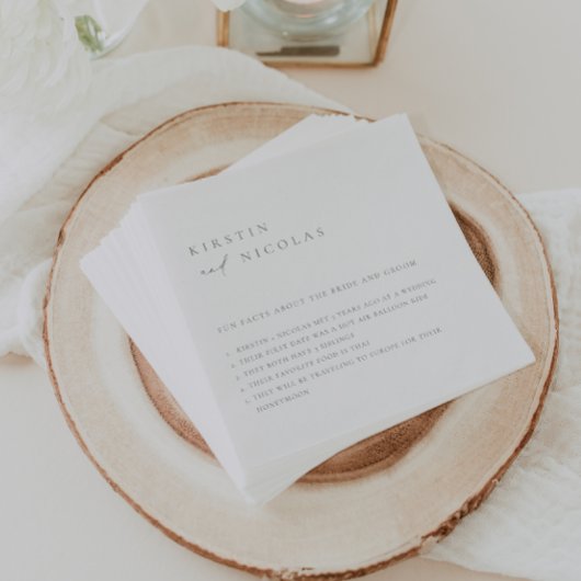 Minimalistisch Sage Green Wedding Fun Fakten Napki Serviette