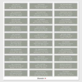 Minimalistisch Sage Green Wedding Guest Address La Aufkleber