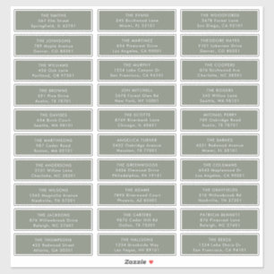 Minimalistisch Sage Green Wedding Guest Address La Aufkleber