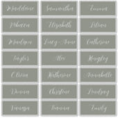 Minimalistisch Sage Green Wedding Guest Names Labe Aufkleber (Vorderseite)