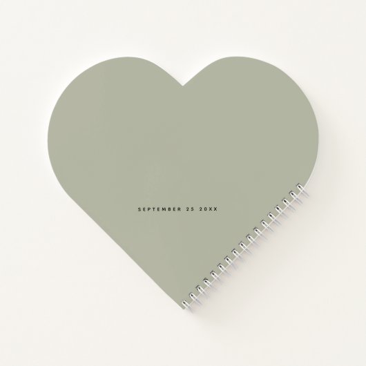 Minimalistisch Sage Green Wedding Heart Gästebuch Notizblock (Rückseite)
