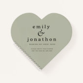 Minimalistisch Sage Green Wedding Heart Gästebuch Notizblock (Vorderseite)