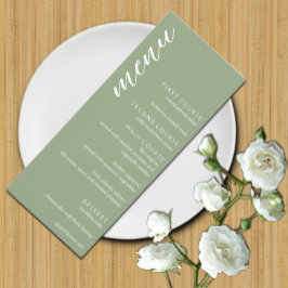 Minimalistisch Sage Green Wedding Menükarte