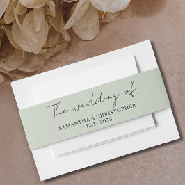Minimalistisch Sage Green Wedding of Invitation Bl Einladungsbanderole